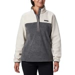 Columbia Women's Benton Springs Half Snap Pullover Fleece Jacket, City Grey Heather, Chalk, S Petite