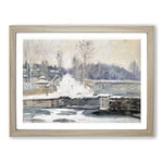 The Watering Place By Alfred Sisley Classic Painting Framed Wall Art Print, Ready to Hang Picture for Living Room Bedroom Home Office Décor, Oak A3 (46 x 34 cm)