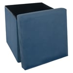 Atmosphera Créateur D'intérieur - Pouf coffre pliable velours 'Tess' Atmosphera - Couleur: Bleu