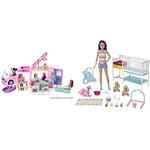 Barbie 3-In-1 Dream Camper Vehicle - Transforming RV Playset - Gift For Kids 3+, GHL93 & Nursery Playset with Skipper Babysitters Inc. Doll, Gift for 3 to 7 Years, GFL38