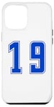 Coque pour iPhone 12 Pro Max Bleu Numéro 19 Équipe Junior Sports Uniforme Numéroté