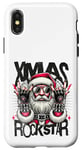 Coque pour iPhone X/XS Père Noël Rockstar Rocker de Noël amusant