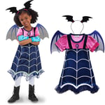 Halloween-kostym för flickor, Vampirina Cosplay Fancy Dress Up, Klänning med fladdermusvingar och huvudbonad, Jul- och födelsedagskostym för barn 4-5 Years