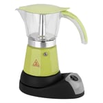 Stainless Steel Coffee Tea Water Kettle 300ml/6 Cups 480W Electric Moka Pot Detachable Kitchen Stovetop Coffee Maker(Green) EU