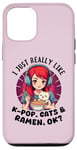 Coque pour iPhone 12/12 Pro T-shirts Ramen Lovers, j'aime vraiment la K-POP, les chats et les ramen