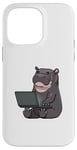 Coque pour iPhone 14 Pro Max Hippopotame travaillant sur un ordinateur portable Animaux