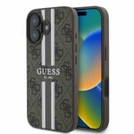 Coque IPHONE 16 Guess Simili Cuir Motif Braun Logo Or Magsafe