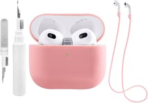 Coque de Protection Compatible avec Airpods 3, Compatible avec Apple AirPods 3 Case(Corail) Coque de Protection pour Airpods 3 génération Coque en Silicone avec Sangles