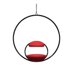 Lee Broom - Hanging Hoop Chair, Mattsvart, Kvadrat Divina 3 Red - 100% Ull - Lenestoler - Rød,Svart - Metall