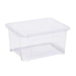 SUNDIS View Box, boîte de rangement 24l en plastique transparent, avec couvercle, superposable et empilable, idéale pour ranger les armoires, le bureau, la buanderie ou la salle de bain