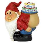 Design Toscano Happy Birthday Statuette Loonie Moonie Gnome de Jardin, Multicolore, 14 x 18 x 19 cm