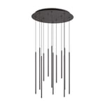 Filo Decorative 12 Drop Cluster Pendant Ceiling Light Black 3000K