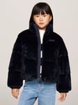 Tommy Hilfiger Kids' New York Faux Fur Puffer Jacket, Desert Sky