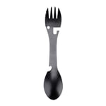 Cuillère à fourche multifonction 5 en 1 en acier inoxydable Spork Camping en plein air Pique-nique Randonnée pédestre Pêche et BBQ Ouvre-couverts portable Coupe-dents en dents de scie pour le camping