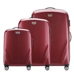 WITTCHEN PC Ultra Light Hard Luggage Travel Suitcase Trolley Suitcase Set of 3 suitcases Polycarbonate suitcases Four Wheels TSA Combination Lock Aluminum Telescopic Handle Size (S+M+L) Dark red