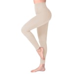 SINOPHANT Legging Femmes Pantalon de Sport, Jegging Taille Haute Femme Yoga Opaque Doux Grande Taille(#1 pièces Beige Blanc,L-XL)