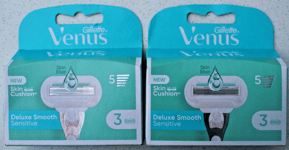 2 x Pack of 3 GILLETTE VENUS DELUXE SMOOTH SENSITIVE WITH SKIN CUSHION