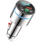 Transmetteur FM Bluetooth 5.3, Tout Métal Bluetooth Voiture, Chargeur Rapide de Voiture PD 30W Type C+ QC3.0, avec Suppression du Bruit pour Appels