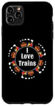 Coque pour iPhone 11 Pro Max I Love Trains Train Track Jouet électrique Train Train Tee