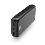 Hama Power Pack for Charging Phone 20000 mAh (powerbank, fast charging, 2 x USB A, USB C, roomy, light, small, charger) anthracite grey