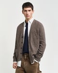 GANT - Cardigan i ull med knapper til herre dk hazelnut melange