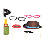 10 Piece Party Photobooth photo booth Glossy Card Party Props Set holding sticks