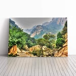 Big Box Art Canvas Print Wall Art Landscape Beijing China Forest and Moutains | Mounted & Stretched Box Frame Picture | Home Decor for Kitchen, Living Room, Bedroom, Hallway, Multi-Colour, 20x14 Inch