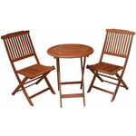 Meuble de balcon Set Prague table de balcon chaises balcon pliable Set 3-pièces brun, 3-pièces pour 2 personnes - Brun