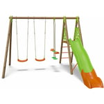 Balançoire en bois poutre métal 2,30 m Techwood Premium AKEO - 6 enfants