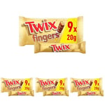 Twix Caramel & Milk Chocolate Fingers Biscuit Snack Bars Multipack 9x20g (Pack of 4)