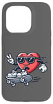 Coque pour iPhone 15 Pro Skateboard patineur coeur Saint-Valentin