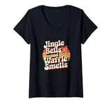 Womens Jingle Bells and Waffle Smells Christmas Holiday V-Neck T-Shirt