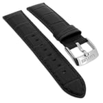 Lotus Watches Bracelet Montre 22mm Cuir Noir Avec Empreinte Croco 15798