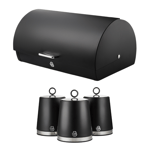 Swan Serenity Roll Top Bread Bin & Canisters Kitchen Set (Black) 🚚💨