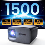 Omnistar L80 Videoprojecteur 4K, 1500 Ansi Lumens Retroprojecteur Full Hd 1080P Natif, Vidéoprojecteur Wifi Bluetooth, Auto Focus/Keystone, 2X15W Haut-Parleurs, Compatible Avec Phones/Tv Stick