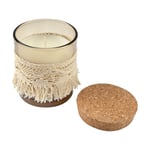 Homéa, Bougie Verrine Macrame Couvercle Liege D7 x 8 cm Parfum Romance Florale