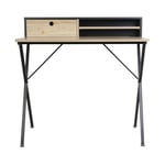 Bureau 2 niches 1 tiroir Cambridge gris - Naturel clair