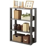 Iris Ohyama, Bibliothèque, Meuble de rangement à 3 Niveaux, Étagères ajustables tous les 14 cm, Stable, Industriel, Montage Facile, Salon, Entrée, Chambre, Bureau - Open Wood Rack OWR-600 - Chêne gris