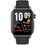 Knauermann Pro 3 (2024) Noir - Montre sanitaire Smartwatch avec Fonction téléphonique - Capteurs OSRAM - Fonction ECG + HRV - BT Bluetooth - Apnée du Sommeil - Pression artérielle - Bracelet en