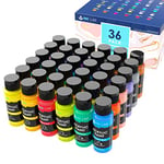 Peinture Acrylique 36 Couleurs Non Toxique Kit de Peinture Acrylique Couleurs pour Artistes la Peinture sur Toile Papier Bois Pierre Céramique,Pigments Riches