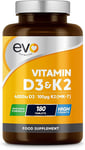 Vitamin D3 4000iu & Vitamin K2 100ug (MK7) |180 Vitamin D3 K2 Vegetarian Tablets