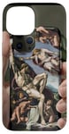 Coque pour iPhone 15 Noir Art Déco Floral Michel-Ange Création Of Adam Sixtine