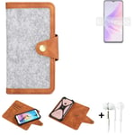 Felt Case + earphones for Oppo A77 5G Cover light grey