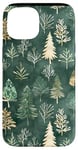 Coque pour iPhone 15 Vert Art Déco Rayé Boho Floral Forêt Pin Arbre Nature