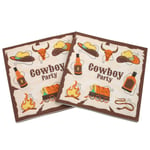 Set med 40 färgglada papperservetter - Western Cowboy-servetter, födelsedag, bröllop, bordsdekoration, släktträff