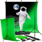 Fond Vert (2,6 X 1,5M) Avec Support (2,6 X 1,5M) - Toile De Fond Photo - Kit Studio Photo - Accessoires Pour Video Photographie Streaming Gaming Jeu - Green Screen - Toiles De Fond[VID065445]