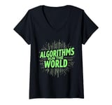 Womens AI Machine Learning Algorithms Run The World IT Tech Quote V-Neck T-Shirt