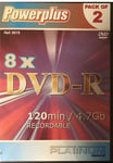 Powerplus 8X Dvd-R Paquet Double En DVD Étui 120 Minutes/4.7Gb Enregistrable