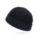 (Musta)Miehet Naiset Neulottu Hattu Pipo Skullcap Sailor Cap Cuff Brimless Retro Navy Style Unisex HipHop Elastinen Lämmin Talvi Ski Pipo