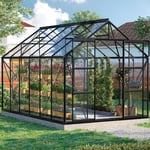 Vitavia Uranus 9900 Växthus - 9,9 m2 Svart 3mm Härdat Glas / 6mm Polytak med sockel